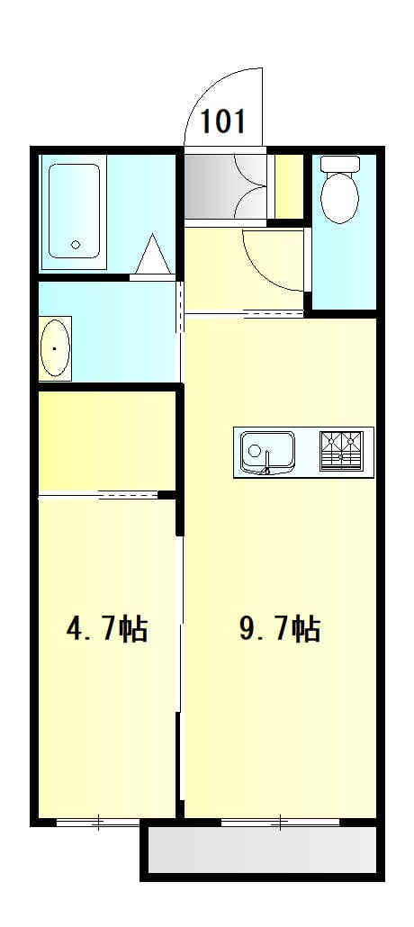 野田町のアパートの間取り図です。