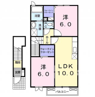 釜石市平田のアパートの間取りです。